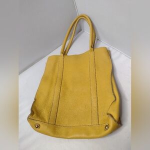 J Crew Borge Garveri Distressed Yellow Leather Tote Large Hobo Handbag A34